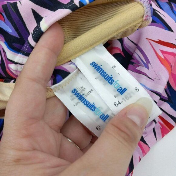 Swimsuits For All Tankini Zig Zag Print Swimsuit Purple Chevron Halter Modest 12 - Picture 9 of 11